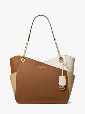 Jet Set Large Color-Block Saffiano Leather Tote Bag