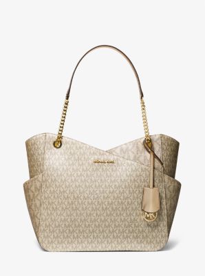 Michael Kors Jet Set Pale Gold Leather Chain Handle Pouchette in Metallic