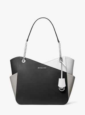Buy the Michael Kors Jet Set Gray Saffiano Leather Travel Large Tote Bag
