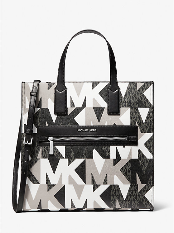 Michael+Kors+Kenly+Large+Graphic+Logo+Tote+Bag+-+Black+Combo for sale  online