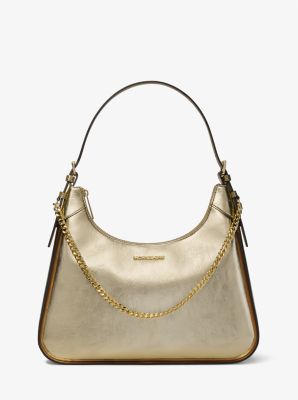 Jacquelyn Medium Metallic Pebbled Leather Tote Bag