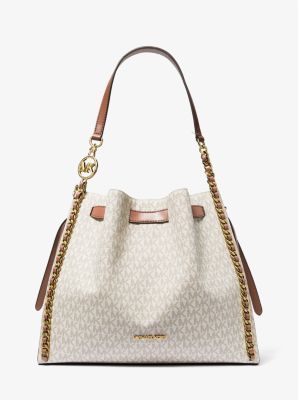 Mina Large Signature Logo Chain Shoulder Bag