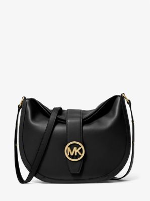 Michael Kors Women Large Leather Suede Shoulder Tote Bag Handbag Purse  Black MK