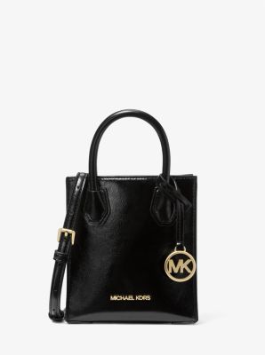 New Michael Kors MK Leather Logo Small Mercer Crossbody Bag black