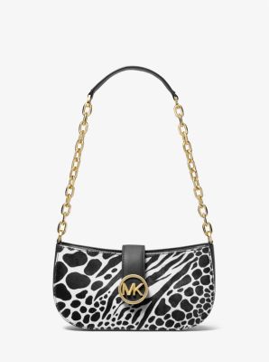 Carmen Small Animal Print Calf Hair Shoulder Bag | Michael Kors