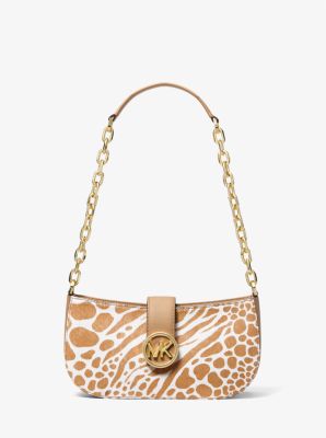 Petit sac à épaule Carmen en poils de veau à imprimé animalier