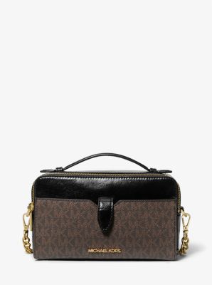 Jet Set Medium Signature Logo and Patent Convertible Crossbody Bag