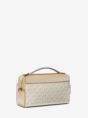 Jet Set Medium Signature Logo and Patent Double-Zip Crossbody Bag