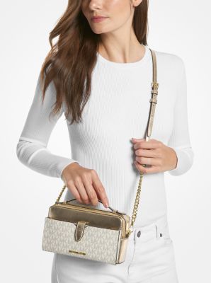 Jet Set Medium Signature Logo and Patent Double-Zip Crossbody Bag