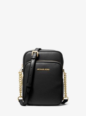 MK Jet Set Travel Medium Pebbled Leather Crossbody Bag - Black - Michael Kors Michael Kors Outlet