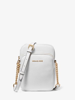 Borsa a tracolla Jet Set Travel media in pelle martellata in BIANCO OTTICO | Michael Kors