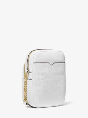 Borsa a tracolla Jet Set Travel media in pelle martellata in BIANCO OTTICO | Michael Kors