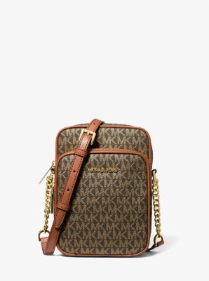 Michael Kors Outlet Jet Set Travel Medium Signature Logo Crossbody Bag in Brown - One Size - Mk Purse