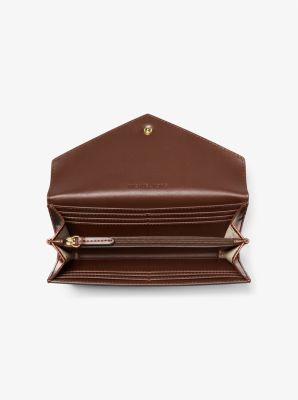 Jet Set Travel Large Patent Envelope Wallet in MOKA | Michael Kors