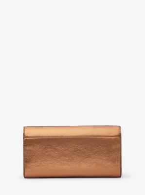 Jet Set Travel Large Patent Envelope Wallet in MOKA | Michael Kors