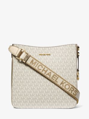 Michael Kors Empire Large Signature Logo Convertible Crossbody Bag - Vanilla/Luggage