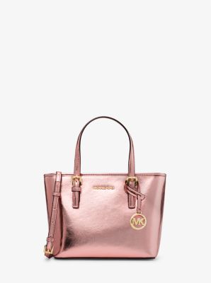 Tres petit sac fourre tout metallise Jet Set Travel a fermeture eclair sur le dessus Michael Kors Canada