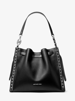 Michael Kors Mina Large Chain Shoulder Bag In Black