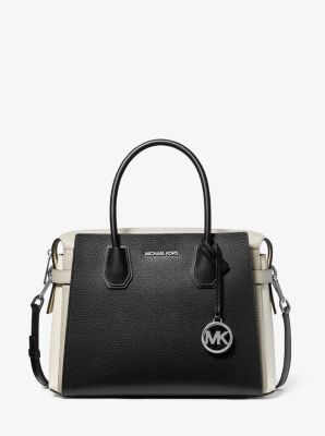 Michael Kors Mercer Black Medium Leather Belted Satchel Bag OR Bag