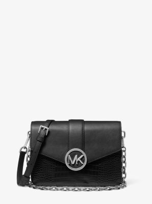 Michael kors logo debossed store leather convertible crossbody bag