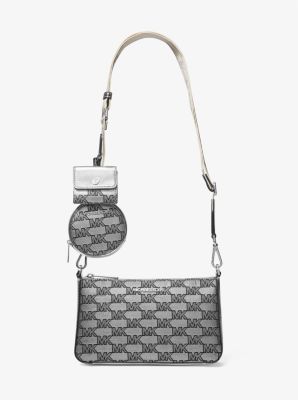 Jet set large logo jacquard sale crossbody bag