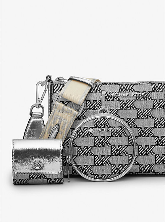 Jet Set Metallic Logo Jacquard Crossbody Bag with Case for Apple Airpods Pro® image number 3