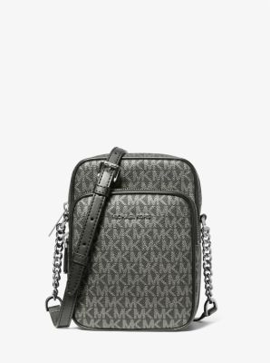 Michael Kors Jet Set Travel Medium Pocket Camera Crossbody Bag Black MK  Signature Logo: Handbags
