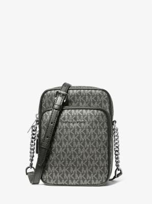 Michael Kors Grey/Black Signature Coated Canvas Jet Set Travel Crossbody  Bag Michael Kors