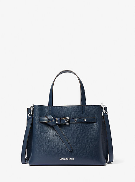 Michael Kors Emilia Small Pebbled Leather Satchel In Blue