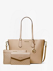 Kimberly Large Pebbled Leather and Logo 3-in-1 Tote Bag Set  - BISQUE - 35H9GKFT9T