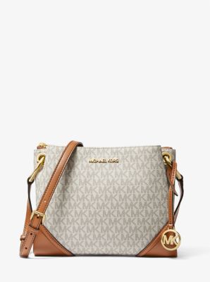 Michael Kors Bags | Michael Kors Large Messenger Crossbody Bag Vanilla | Color: Brown/White | Size: Os | Newexperience27's Closet