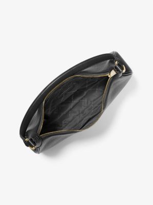 Michael Kors Cora Mini Zip Pouchette Crossbody Shoulder Bag Leather Black  Silver