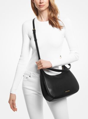 Michael Kors Cora Mini Shoulder Crossbody Pouchette Bag Leather Black