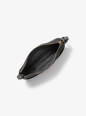Michael Kors Dover Small Black Pebbled Leather Half Moon Crossbody Purse Bag