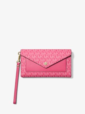 Jet Set Large Signature Logo Envelope Wristlet Michael Kors