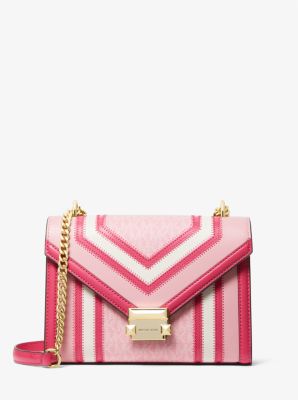 Michael Kors Whitney Medium Color-block And Signature Logo Shoulder Bag In Pink