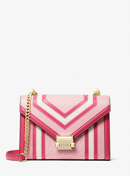 Michael Kors Whitney Medium Color-block And Signature Logo Shoulder Bag In Pink