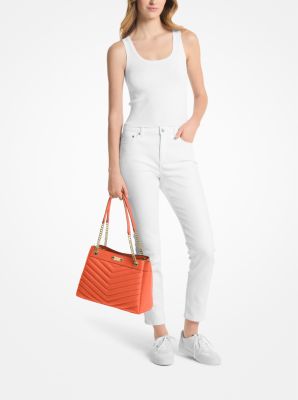 Whitney Medium Quilted Tote Bag in RED CLAY | Michael Kors