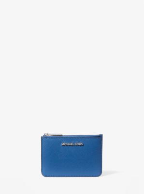 Michael Kors Jet Set Saffiano Leather Coin Purse In Blue