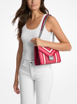 Bolso de hombro Whitney mediano con bloques de color y logotipo Signature