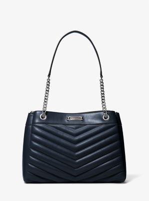 Shop Michael Kors Whitney Medium Quilted Tote Bag In Blue