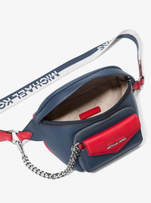 Maisie Large Pebbled Leather 2-in-1 Sling Pack in NAVY MULTI | Michael Kors