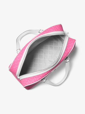 Jet Set Travel Extra-Large Striped Signature Logo Weekender Bag in DRAGONFRUIT | Michael Kors