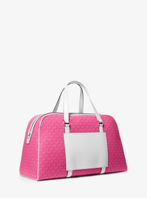 Jet Set Travel Extra-Large Striped Signature Logo Weekender Bag in DRAGONFRUIT | Michael Kors