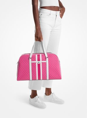Jet Set Travel Extra-Large Striped Signature Logo Weekender Bag in DRAGONFRUIT | Michael Kors