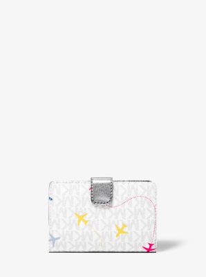 折りたたみ財布 MICHAEL KORS Jet Set Travel Medium Printed Signature Wallet Jet Set Travel Medium Printed Signature Logo Bi-Fold Wallet