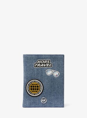 Jet Set Travel Medium Embellished Denim Passport Case image number 0