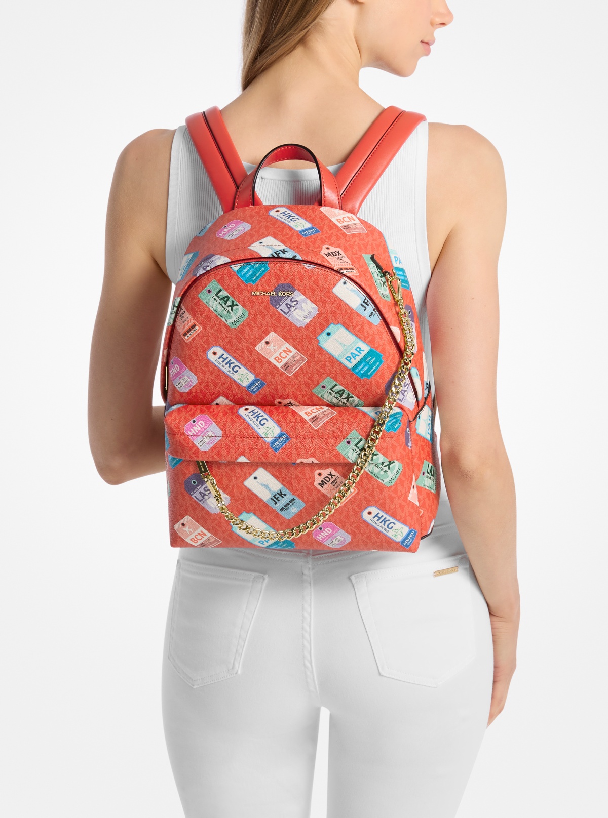 Slater Medium Printed Signature Logo Backpack 多视角