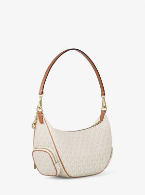 Thumbnail - MK Wandelbare Schultertasche Merritt Medium Mit Signature-Logomuster - Natur - Michael Kors