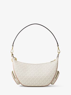 Thumbnail - MK Wandelbare Schultertasche Merritt Medium Mit Signature-Logomuster - Natur - Michael Kors